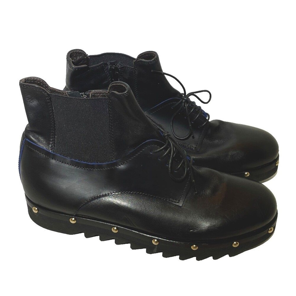 AGL Attilio Giusti Leombruni Studded Ankle Boots Black Size 6.5 Made In Italy